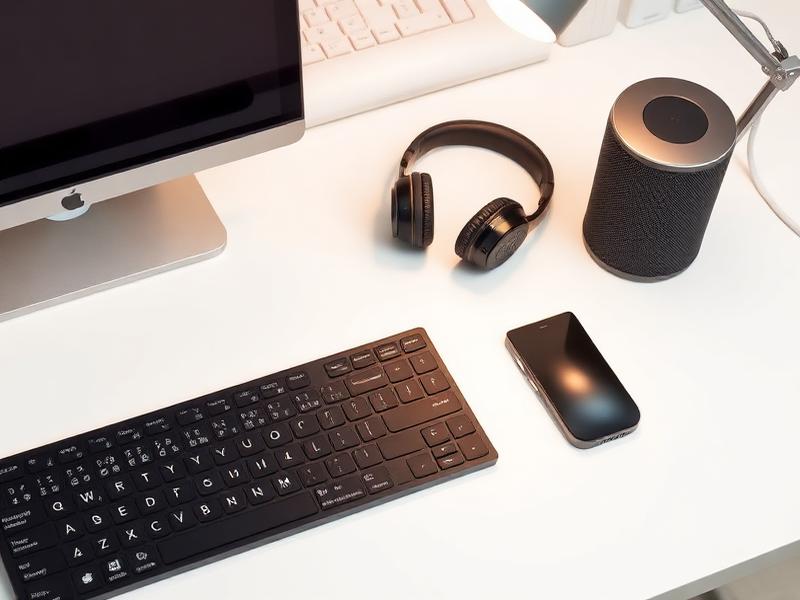 Modern tech gadgets arranged on a clean desk